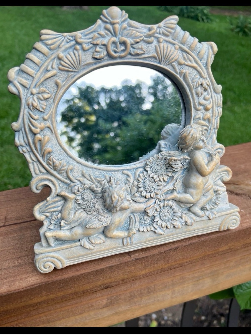 Cherub Angels - Flora - Victorian Tabletop - Framed Mirror: Wang's Int'l